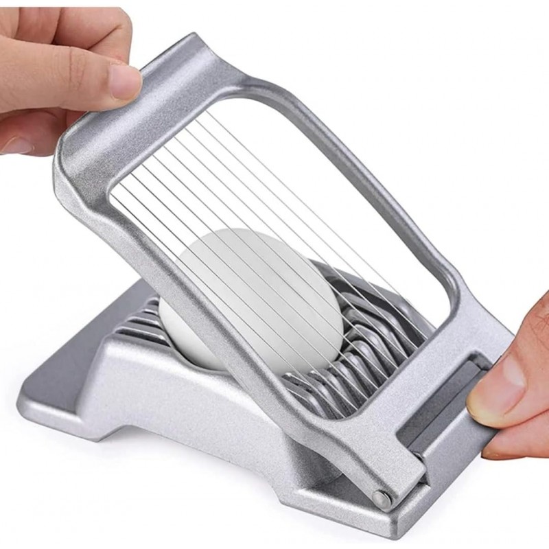 Egg Slicer for Hard Boiled Eggs Egg Cutter Strawberry Slicer Heavy Duty Aluminium Tomato Slicer Stainless Steel Wire Multipurpose Egg Slicer Dicer for Soft Fruit