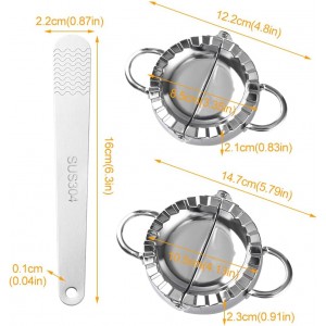 2pcs Dumpling Maker With Stuffing Spoon, Dumpling Maker Dough Cutter Dumplings Mold for Empanada, Empanada Press, Ravioli, Pierogi, Turnovers(Large 4.13 inch, Small 3.35inch)(COLOR:silver)