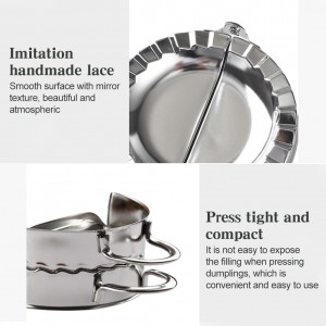 2pcs Dumpling Maker With Stuffing Spoon, Dumpling Maker Dough Cutter Dumplings Mold for Empanada, Empanada Press, Ravioli, Pierogi, Turnovers(Large 4.13 inch, Small 3.35inch)(COLOR:silver)