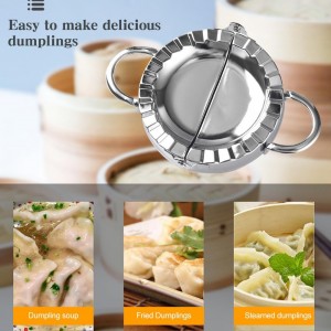 2pcs Dumpling Maker With Stuffing Spoon, Dumpling Maker Dough Cutter Dumplings Mold for Empanada, Empanada Press, Ravioli, Pierogi, Turnovers(Large 4.13 inch, Small 3.35inch)(COLOR:silver)