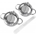 2pcs Dumpling Maker With Stuffing Spoon, Dumpling Maker Dough Cutter Dumplings Mold for Empanada, Empanada Press, Ravioli, Pierogi, Turnovers(Large 4.13 inch, Small 3.35inch)(COLOR:silver)