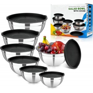 7 Piece Stainless Steel Mixing Bowls wit...