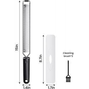 Lemon Zester and Cheese Grater with Secure-Grip Handle - Stainless Steel, 15x1.4 inches