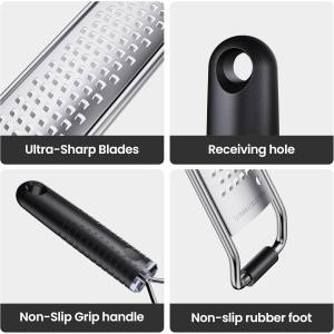 Lemon Zester and Cheese Grater with Secure-Grip Handle - Stainless Steel, 15x1.4 inches