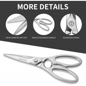 Kitchen Scissors Heavy Duty Ultra Sharp Multi-Purpose Kitchen Shears Stainless Steel Micro-Serrated Detachable Food Scissors for Chicken Poultry Meat Fish Herbs with Non-Slip Safe Grip