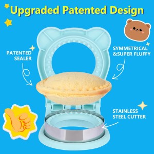 Sandwich Cutter and Sealer, Stainless Steel Uncrustable Sandwich Maker with Crimper，Round Circle Shape for Peanut Butter Jelly, Pancake, Cookie，Crustless Bread Sealer for Kids Lunchboxes (Light Blue)