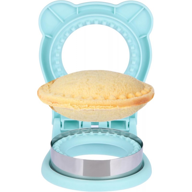 Sandwich Cutter and Sealer, Stainless Steel Uncrustable Sandwich Maker with Crimper，Round Circle Shape for Peanut Butter Jelly, Pancake, Cookie，Crustless Bread Sealer for Kids Lunchboxes (Light Blue)