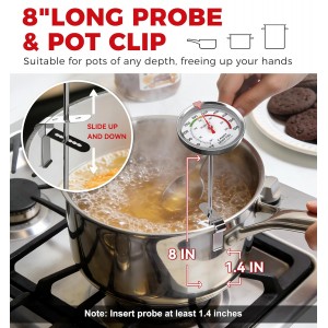 BOMATA 2-Pack Candy Thermometer with Pot Clip, Waterproof IP67 and 2.5