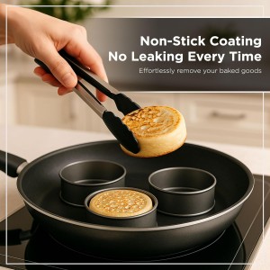 Wrenbury Crumpet Rings Nonstick 3.5 inch - English Muffin Rings - Set of 6 Food Ring Molds for Cooking – Metal Baking Egg Ring Set - Made in England