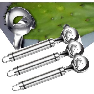 Cactus Peeler Tool, 3 Pack Stainless Steel Pelador de Nopales, Spoon Cactus Thorn Removal Tool, 7.48x1.89in Portable Tools for Kitchen Accessory