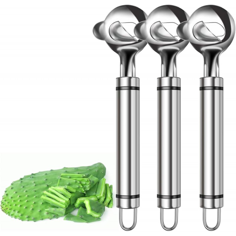Cactus Peeler Tool, 3 Pack Stainless Steel Pelador de Nopales, Spoon Cactus Thorn Removal Tool, 7.48x1.89in Portable Tools for Kitchen Accessory