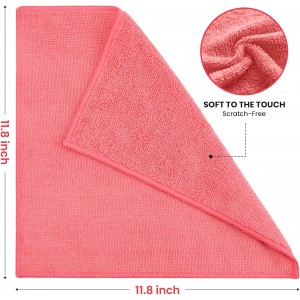 Microfiber Cleaning Cloth, 12 Pack Assorted Color Cleaning Rags for Housekeeping, Colorful Reusable Microfiber Towels for Car, Kitchen, Bathroom and Household Cleaning Supplies, 11.8