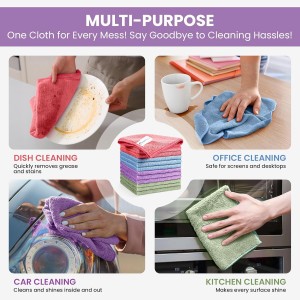 Microfiber Cleaning Cloth, 12 Pack Assorted Color Cleaning Rags for Housekeeping, Colorful Reusable Microfiber Towels for Car, Kitchen, Bathroom and Household Cleaning Supplies, 11.8