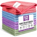 Microfiber Cleaning Cloth, 12 Pack Assorted Color Cleaning Rags for Housekeeping, Colorful Reusable Microfiber Towels for Car, Kitchen, Bathroom and Household Cleaning Supplies, 11.8