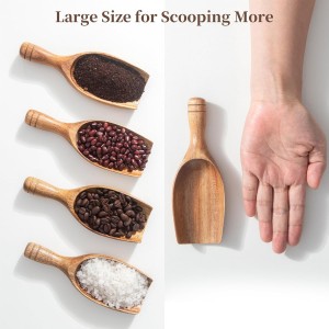 Big Wooden Coffee Scoop, 2pcs Large Coffee Scoops for Ground Coffee Beans, Acacia Wood Shovel Spoons Multipurpose for Jars Canisters,Kitchen Scooping Tool Salts Spice Pepper Powder Tea Shovels