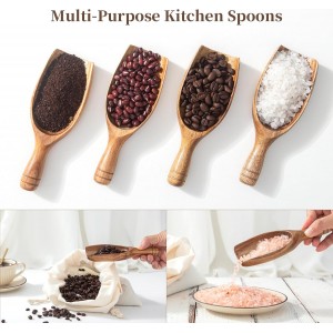 Big Wooden Coffee Scoop, 2pcs Large Coffee Scoops for Ground Coffee Beans, Acacia Wood Shovel Spoons Multipurpose for Jars Canisters,Kitchen Scooping Tool Salts Spice Pepper Powder Tea Shovels