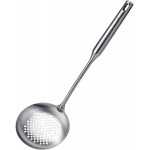 Slotted Spoon, Stainless Steel Strainer Metal Skimmer Spoon for Cooking, Long Handle Food Strainer, Kitchen Utensil Large Fryer Scoop with Holes for Draining Stirring Serving Frying