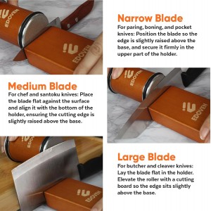 Knife Sharpener Tool – Rolling Knife Sharpener Kit with Diamond & Ceramic Discs, Magnetic 15° & 20° Angle Guide, Manual Kitchen Knife Sharpener for Steel Knives, Ideal Gift