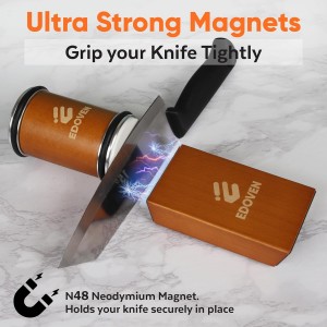 Knife Sharpener Tool – Rolling Knife Sharpener Kit with Diamond & Ceramic Discs, Magnetic 15° & 20° Angle Guide, Manual Kitchen Knife Sharpener for Steel Knives, Ideal Gift