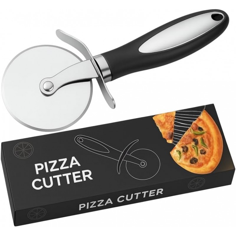 Premium Stainless Steel Pizza Cutter Wheel with Ergonomic Handle – Sharp Blade for Effortless Slicing of Pizza, Dough, Pie, and More – Dishwasher Safe
