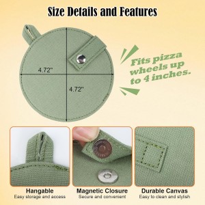 1-Pack Canvas Pizza Cutter Sleeve – Fits Wheels 4” or Smaller, Magnetic Snap, Lanyard for Hanging on Hooks or Rails (Sleeve Only) (Olive Green)