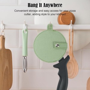 1-Pack Canvas Pizza Cutter Sleeve – Fits Wheels 4” or Smaller, Magnetic Snap, Lanyard for Hanging on Hooks or Rails (Sleeve Only) (Olive Green)