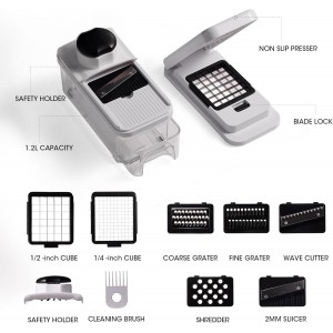 CAROTE Mandoline Slicer Vegetable Chopper with Container, Food Chopper Vegetable Cutter, Cheese Graters, Dicer for Kitchen, BPA-Free Kitchen Gadgets with Safety Holder