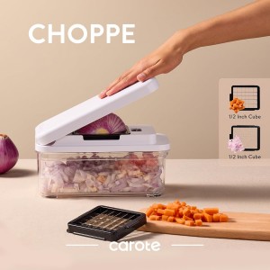 CAROTE Mandoline Slicer Vegetable Chopper with Container, Food Chopper Vegetable Cutter, Cheese Graters, Dicer for Kitchen, BPA-Free Kitchen Gadgets with Safety Holder