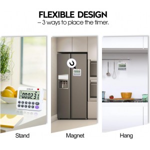 Digital Countdown Kitchen Timer - AIMILAR Magnetic Count Up Down Cooking Timer with Magnet Back Loud Alarm Directly Input Hours Minutes and Seconds