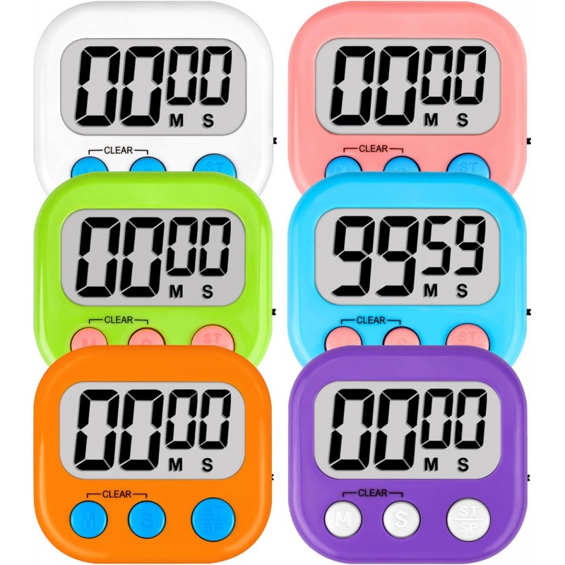ZILLEEN Classroom Timers for Kids Classroom Magnetic Digital Kitchen Timers for Cooking Teachers Gym Game 6 Pcs