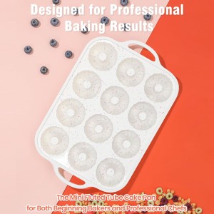 SJ Silicone Mini Fluted Tube Pan with Metal Reinforced Frame, Non-Stick (2PCS), moldes de silicona para gelatina, Small Cake Baking Pan for para chocoflan, Donuts, Cornbread, Brownies, Jellies