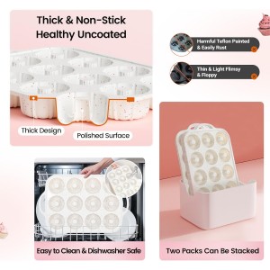 SJ Silicone Mini Fluted Tube Pan with Metal Reinforced Frame, Non-Stick (2PCS), moldes de silicona para gelatina, Small Cake Baking Pan for para chocoflan, Donuts, Cornbread, Brownies, Jellies