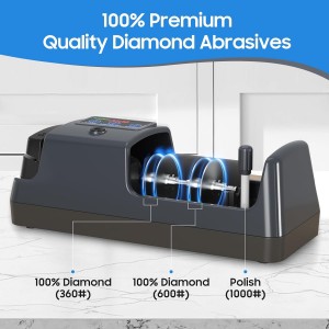 5-in-1 Electric Knife Sharpener for Kitchen Knives, with 100% Diamond Abrasives, 3 Adjustable Speeds, Quickly Sharpening for Straight/Serrated/Kitchen Knives, Scissors