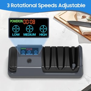 5-in-1 Electric Knife Sharpener for Kitchen Knives, with 100% Diamond Abrasives, 3 Adjustable Speeds, Quickly Sharpening for Straight/Serrated/Kitchen Knives, Scissors