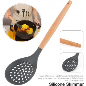 Slotted Spoons for Cooking, Nonstick Slotted Spoon Skimmers with Heat-Resisting Handle, Frying Spoons Strainer for Kitchen Cooking Draining Vegetable Frying(Black)
