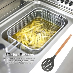 Slotted Spoons for Cooking, Nonstick Slotted Spoon Skimmers with Heat-Resisting Handle, Frying Spoons Strainer for Kitchen Cooking Draining Vegetable Frying(Black)