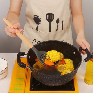 Slotted Spoons for Cooking, Nonstick Slotted Spoon Skimmers with Heat-Resisting Handle, Frying Spoons Strainer for Kitchen Cooking Draining Vegetable Frying(Black)