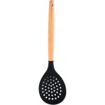 Slotted Spoons for Cooking, Nonstick Slotted Spoon Skimmers with Heat-Resisting Handle, Frying Spoons Strainer for Kitchen Cooking Draining Vegetable Frying(Black)