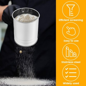 3 in 1 Flour Sifter for Baking, 3 Cup Stainless Steel Double Layer Fine Mesh Sifter, Flour Shaker Duster with Lid, Powdered Sugar Spice Sifters Spoon, Handheld Flours Sieve for Cooking Cakes Desserts