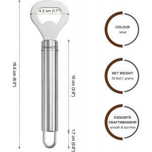 Silver 2-Pack Stainless Steel Lever Bottle Opener – Quick & Easy Bottle Opening, Suitable for Beer, Beverages, Salad Dressings, Sauces, and Other Metal-Capped Bottle