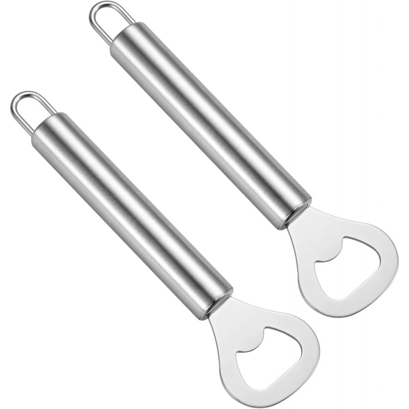 Silver 2-Pack Stainless Steel Lever Bottle Opener – Quick & Easy Bottle Opening, Suitable for Beer, Beverages, Salad Dressings, Sauces, and Other Metal-Capped Bottle