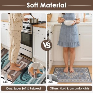 Turquoise Teal Kitchen Rugs Sets of 3, Non Slip Washable Farmhouse Kitchen Mats for Floor, Wooden Vintage Rustic Area Runner Rug for Laundry Room and Hallway