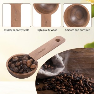 Walnut Wooden Coffee Scoop for Jars, Coffee Scoop for Ground Coffe Handmade Tablespoon Measuring Spoon for Coffe Beans Tea Spices 15ml 1 Tablespoon Home Kitchen Accessories for Jars and Containers
