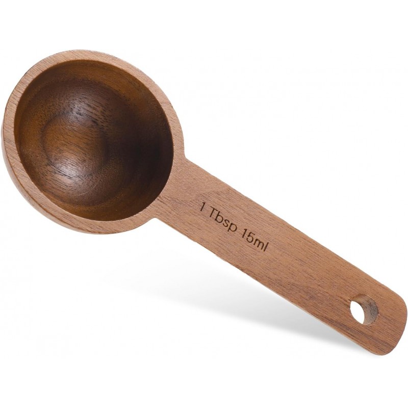 Walnut Wooden Coffee Scoop for Jars, Coffee Scoop for Ground Coffe Handmade Tablespoon Measuring Spoon for Coffe Beans Tea Spices 15ml 1 Tablespoon Home Kitchen Accessories for Jars and Containers