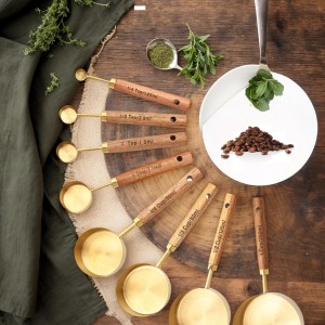 Stainless Steel Gold Measuring Cup Set of 8 Baking Tools Measuring Tools Scale Multifunctional Kitchen Baking Tools