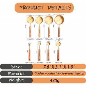 Stainless Steel Gold Measuring Cup Set of 8 Baking Tools Measuring Tools Scale Multifunctional Kitchen Baking Tools