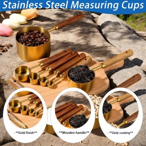 Stainless Steel Gold Measuring Cup Set of 8 Baking Tools Measuring Tools Scale Multifunctional Kitchen Baking Tools