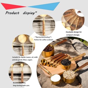 Stainless Steel Gold Measuring Cup Set of 8 Baking Tools Measuring Tools Scale Multifunctional Kitchen Baking Tools