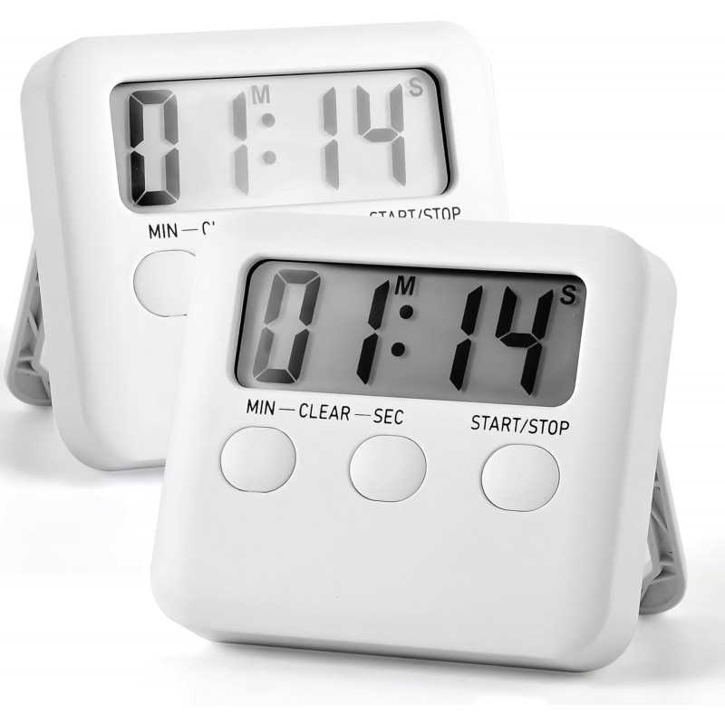 2 Pack, Magnetic Loud Alarm Large LCD Screen Digital Timer for Kids time Management, Study, Exercise, Workout Timing, Kitchen Timers for Food Cooking, Eggs Boiling