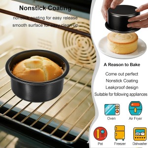 4 Inch Cake Pan Set of 3, Nonstick Smash Cake Pans with 100PCS Parchment Paper for Christmas Birthday, Round Mini Cake Pans Tin for Baking Layer Cakes Small Cheesecake, Straight Side & Dishwasher Safe
